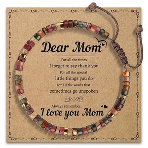 Pulsera de cuentas de piedra natural curativa de 4mm hecha a mano, regalo único de <span class=keywords><strong>cumpleaños</strong></span> para el día de la madre, corazón trenzado de acero inoxidable para hijas - Product Image 4