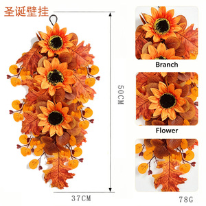 Guirnalda de Girasoles Artificiales, Hojas Otoñales, Decoración para Colgar en la Pared, Festival de la Cosecha, Decoración para el Hogar de Acción de Gracias - Product Image 2