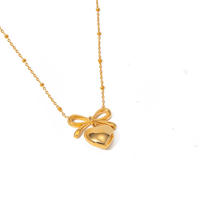 Boucles d'oreilles pendantes en forme de cœur en plaqué or 18 carats, ensemble de bijoux en acier inoxydable, cadeau de mariage, boucles d'oreilles à nœud fin pour femmes