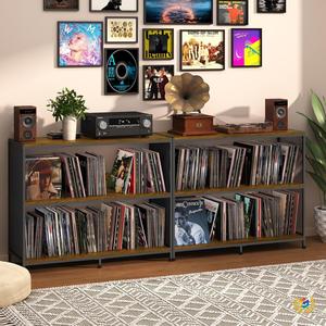 Estante y Soporte para Discos de Vinilo de Doble Cara, Combinación de Hierro y Madera, Diseño de una Pieza, Mesa para <span class=keywords><strong>Tocadiscos</strong></span> con Envío Directo - Product Image 2
