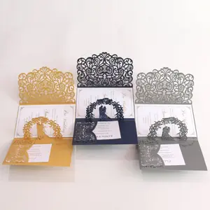 Tarjetas de invitación de boda 3D, tarjetas de felicitación personalizadas con corte láser ESTÉREO