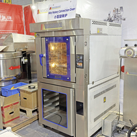 Horno Profesional 2 en 1 con 5 Bandejas, Horno Rotatorio de Aire Caliente con Fermentadora Integrada, Horno de Convección Apilable para Hornear Pan, Pasteles y Repostería