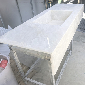 Ensemble de comptoirs en marbre blanc onyx de Chine, style moderne, très demandé, pour lavabo de salle de bain, plan de travail de cuisine et plan de travail pour lave-vaisselle - Product Image 2