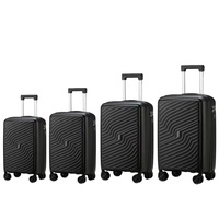 Ensemble de 4 valises de voyage d'affaires en gros avec roues pivotantes, serrure à combinaison, valise à roulettes, bagage cabine noir