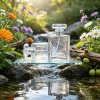 Flacon de parfum carré en verre avec bouchon en cristal, pulvérisateur à pression à baïonnette pour brume fine, flacon de parfum vide, approvisionnement direct usine