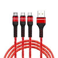 Nouveau design, câble de charge USB-C/Micro USB Type-C 3-en-1 en nylon tressé durable de 4 pieds, charge rapide 5A, pour ordinateur, imprimante, lecteur de codes-barres