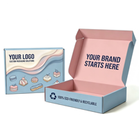 Boîtes d'expédition ondulées auto-scellantes bleu clair avec logo personnalisé, résistantes à l'eau, écologiques, pour pâtisseries et gâteaux