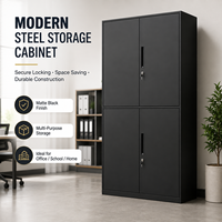 Archivador de Oficina de Acero Negro de 4 Puertas con Cerradura, Impermeable y Ecológico para Almacenamiento de Documentos en Hoteles, Escuelas y Talleres