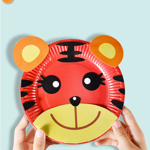 Assiette en papier bricolage pour enfants peinture à la main assiette en papier peinture jouets créatifs <span class=keywords><strong>maternelle</strong></span> pâte créative paquet de matériel - Product Image 4