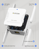 Extensor de Rango WiFi QLOCOM Wi-Fi 6, Amplificador AX1500Mbps de Doble Banda, Extensor de WiFi con Modo de Punto de Acceso Integrado