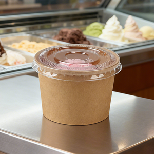 Nuevas llegadas: Vasos de papel kraft portátiles personalizados de 3oz, 4oz, 6oz, 12oz para helados y comida para llevar - Product Image 3