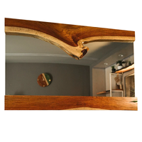 Modern Rectangle Live Edge Wood Wall Mirror Home Decor with Wood Frame for Bedroom