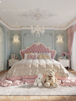 Lit en bois massif sculpté de style français, luxe léger, chambre principale haut de gamme de style européen, lit double de 1,8 mètre pour villa, lit de mariage