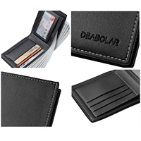 Dompet pendek kulit PU pria, dompet pendek dengan saku koin Sederhana dan tipis untuk lelaki