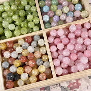 Jade teñido con agua de Lankou, cuentas redondas de vidrio craquelado y esmaltado, dispersas, pulsera hecha a mano DIY, b - Product Image 1