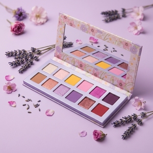 Paleta de Sombras de Ojos Mineral Impermeable de Larga Duración con Brillo, 12 Colores, Empaque Floral de Margaritas Púrpuras para <span class=keywords><strong>Maquillaje</strong></span> de Primavera - Product Image 2