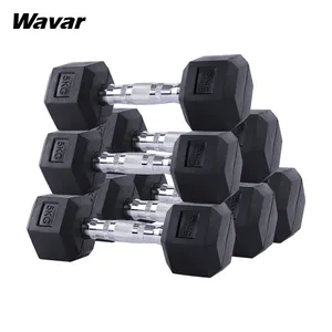 도매 싼 5-100 lbs 체육관 장비 다기능 까만 색깔 고무 dumbbells 입히는 encased 육 dumbbells