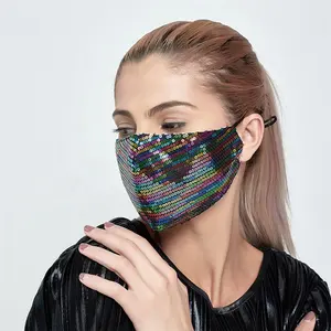 Sequin Gezicht Cover Met Filter Pocket En Verstelbare Oor Loops Fashion Glinsterende Maskss Voor Party Event Masking