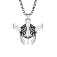 Yunnique – pendentif casque Viking en acier inoxydable pour hommes, collier avec motif de nœud celtique, chaîne de 60cm, bijoux cadeau