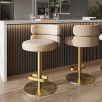 Chaise de bar pivotante réglable en acier inoxydable de luxe avec dossier rotatif - Utilisation commerciale moderne pour salle à manger, salon, maison, hôtel