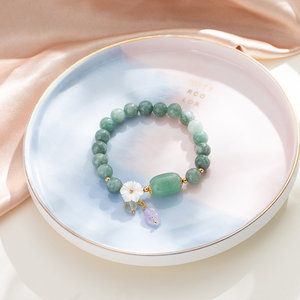 H&amp;P High Quality Flower Burmese <strong>Jade</strong> Elastic Bracelet <strong>Jade</strong> Bracelet Natural <strong>Stone</strong> Beaded Bracelets for Girls - Product Image 3