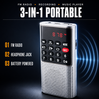 Mini enregistreur plastique multifonctionnel avec radio FM, écran LCD, haut-parleur intégré, lecteur de musique, lecteur de cassette portable OEM