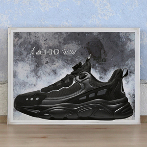 Chaussures de course en cuir tendance et confortables avec logo personnalisable, bouton rotatif et fermeture à pression, pour hommes et femmes, en maille respirante - Product Image 3