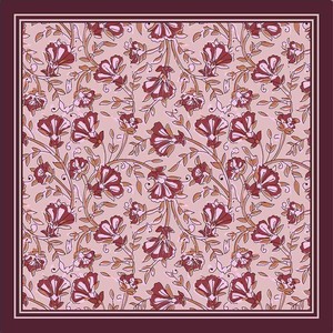 70x70cm Vintage Floral Vine Digital Print Polyester Satin <b>Square</b> <b>Scarf</b> Ethnic Botanical Neck <b>Scarves</b> for Women Casual Use - Product Image 1