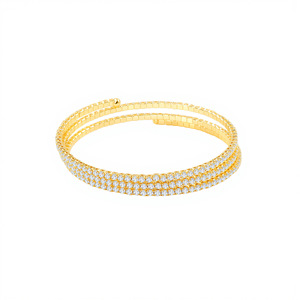 European American Fashion Jewelry 3 Row Zircon <b>Copper</b> Alloy Bracelet Claw Setting Full Diamond Open <b>Bangle</b> Party Jewelry - Product Image 5