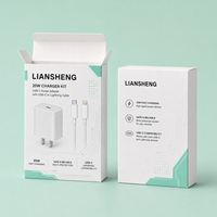 Boîte d'emballage personnalisée en carton blanc écologique pour chargeurs de téléphone portable/câbles de données, avec double fermeture à rabat et fond à verrouillage anti-choc