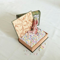 Boîte en papier en forme de livre vintage en matériaux recyclés, boîte de rangement en carton décorative pour emballage cadeau