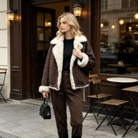 Veste en fausse fourrure de mouton réversible pour femme, en polyester, à revers ample, pour l'hiver, vente en gros, OEM ODM disponible