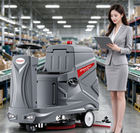 Nettoyeur de sols à batterie V8, machine à laver les sols automatique avec brosse relevable à une touche pour les bâtiments commerciaux