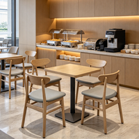 Ensemble de table et de chaises de salle à manger modernes et minimalistes avec plateau en bois et pieds en métal pour restaurant, café, maison, mobilier commercial