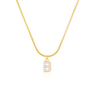 Collier chaîne serpent Hip Hop 1,2 mm avec pendentif alphabet 26 lettres en zircon plaqué or en acier inoxydable réglable transfrontalier
