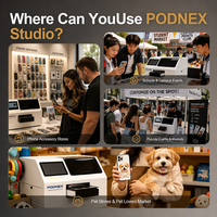 PodNEX A3 DX7 Printer Inkjet UV Flatbed Otomatis CMYK 2400 DPI Kontrol Android untuk Casing Ponsel dan AirPods