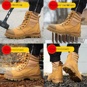 Botas de Trabajo de Alta Calidad, Cuero Genuino, Puntera de Acero, con Cordones, Transpirables, Antideslizantes, Duraderas, Cómodas y Seguras para la Construcción - Product Image 5