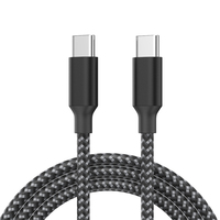 Kabel Data Ponsel USB Type-C ke Type-C 1m/2m/3m dengan Pengisian Cepat 2A 60W, Bahan Anyaman Berkualitas Tinggi untuk Ponsel