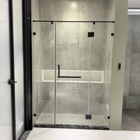 Porte de douche coulissante en verre trempé, porte de douche coulissante à 2 battants, système de porte de douche de salle de bain 8 mm 10 mm