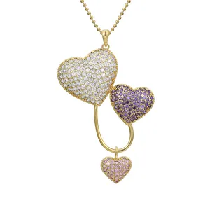 YMnecklace-01105 Xuping Modeschmuck 14K Gold Farbe Herz Typ Pullover Kette Perlen Halskette für Frauen