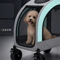 Poussette pliable et respirante pour animaux de compagnie, chariot de transport fermé en maille à quatre roues pour voyages en extérieur