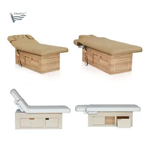 Novo design bonito de madeira cama de massagem elétrica para salão de beleza
