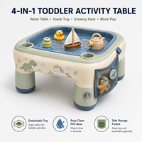 Table d'eau gonflable pour enfants avec support en PVC à quatre pieds, bureau de jeu 4-en-1 pour tout-petits pour blocs, activités artistiques et collations, personnalisation de la marque