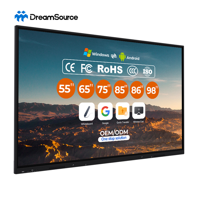 65/75/85/86/98/100/110 Inch Smart Portable Interactive Whiteboard 4K UHD LCD Panel 40/20-Point Touch AI Camera for Education
