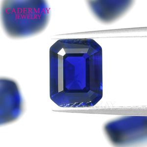 Cadermay Yttrium Aluminum Garnet Royal Blue Rectangular Emerald Cut Loose Stone Synthetic Gemstone For Jewelry Making - Product Image 1