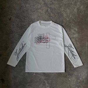 Camisetas Extra Grandes de Algodón de 300 g/m², Blancas Lisas, 100% Algodón para Hip Hop, Camisas de Hombre Manga <span class=keywords><strong>Larga</strong></span>, Magliette Da Uomo - Product Image 1