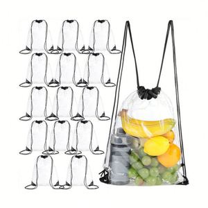 PVC Clear <b>Drawstring</b> Bag Small Waterproof Clear Plastic <b>Drawstring</b> <b>Backpack</b> for Stadiums - Product Image 1