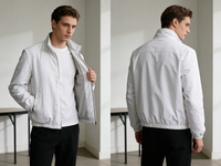 Chaqueta con cremallera lisa al por mayor, informal, reversible, cortavientos, para hombre, tipo cárdigan