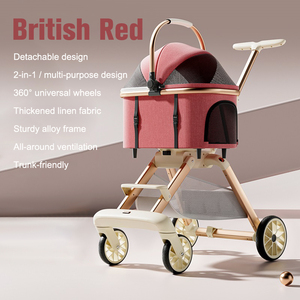 Carrito de Paseo 2 en 1 para Mascotas, Ligero, Plegable, Todoterreno, con Frenos, Transpirable, Remolque para Perros y Gatos, Carrito de Viaje - Product Image 6