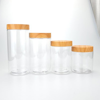 Pot Cosmétique Transparent de 16 oz pour Crème avec Couvercle en Plastique Bambou, Pots en Plastique de 8 oz avec Couvercles